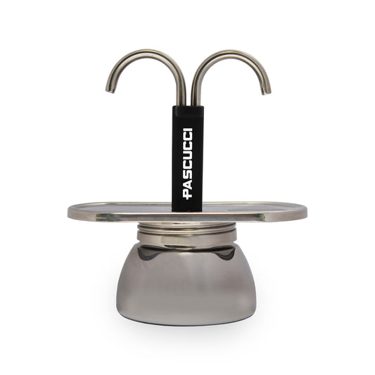 Moka Coffee Pot steel 2 Cups (that works also on an induction cooking surface