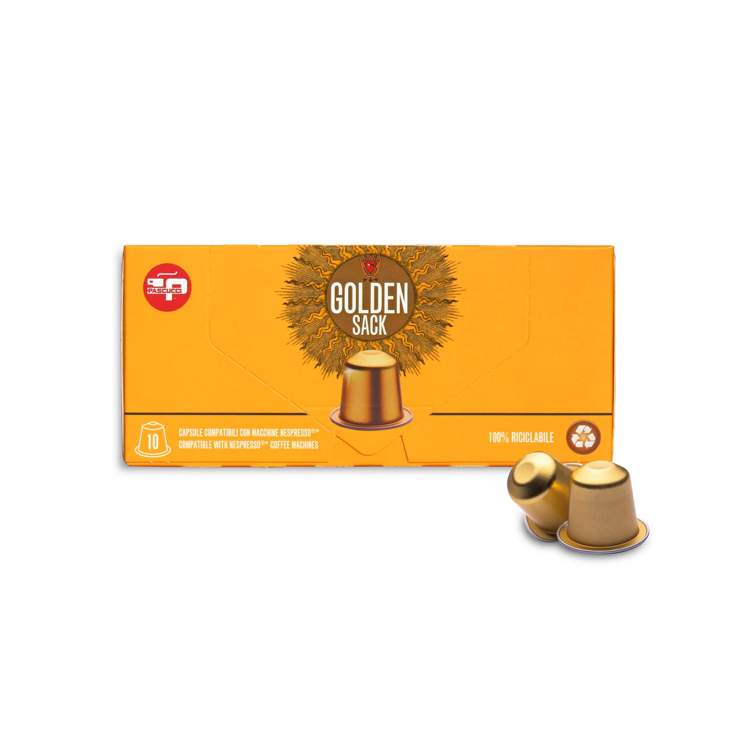 Golden capsule 100 % recyclable aluminum comp. Nespresso 100 pcs