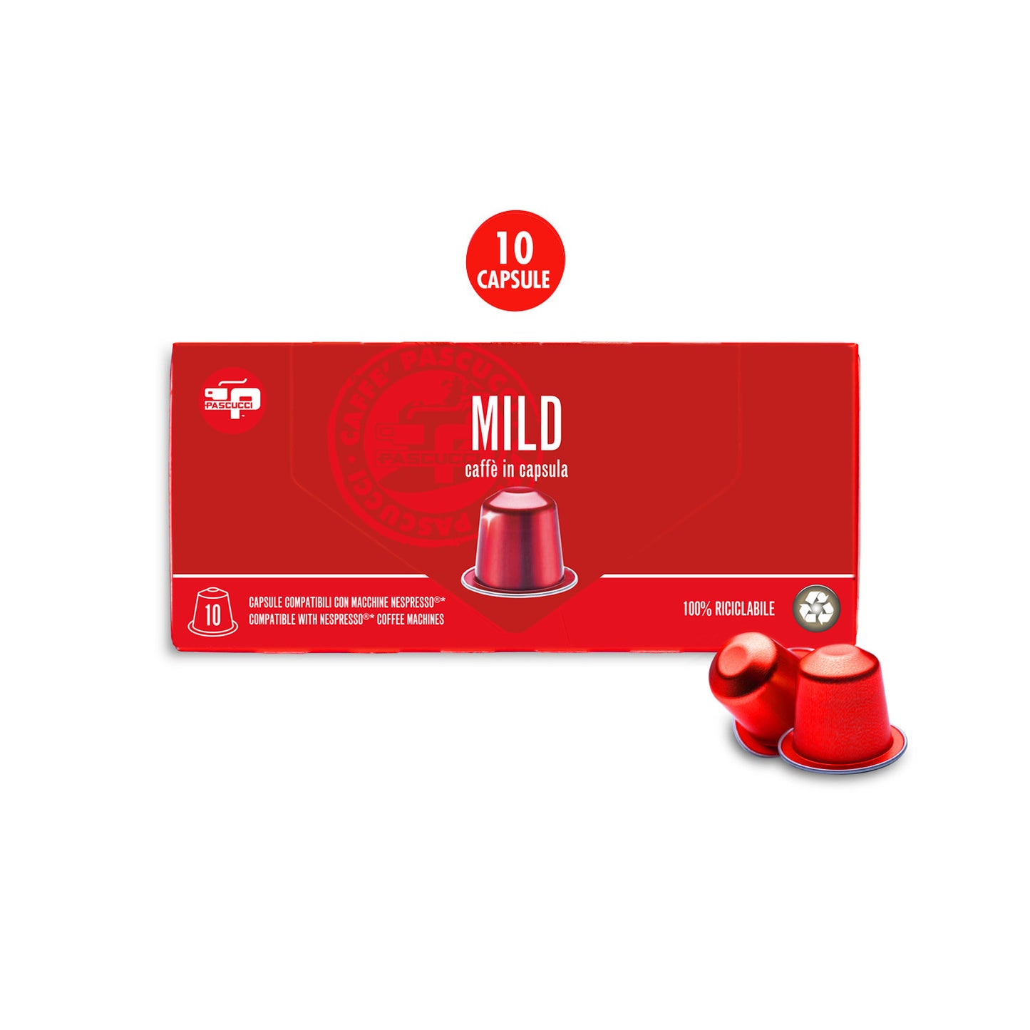 Mild coffee capsule 100 % recyclable aluminum comp. Nespresso 10 pcs