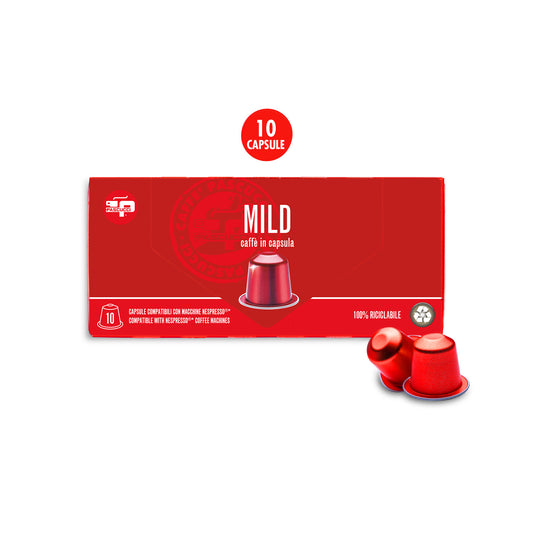 Mild coffee capsule 100 % recyclable aluminum comp. Nespresso 10 pcs
