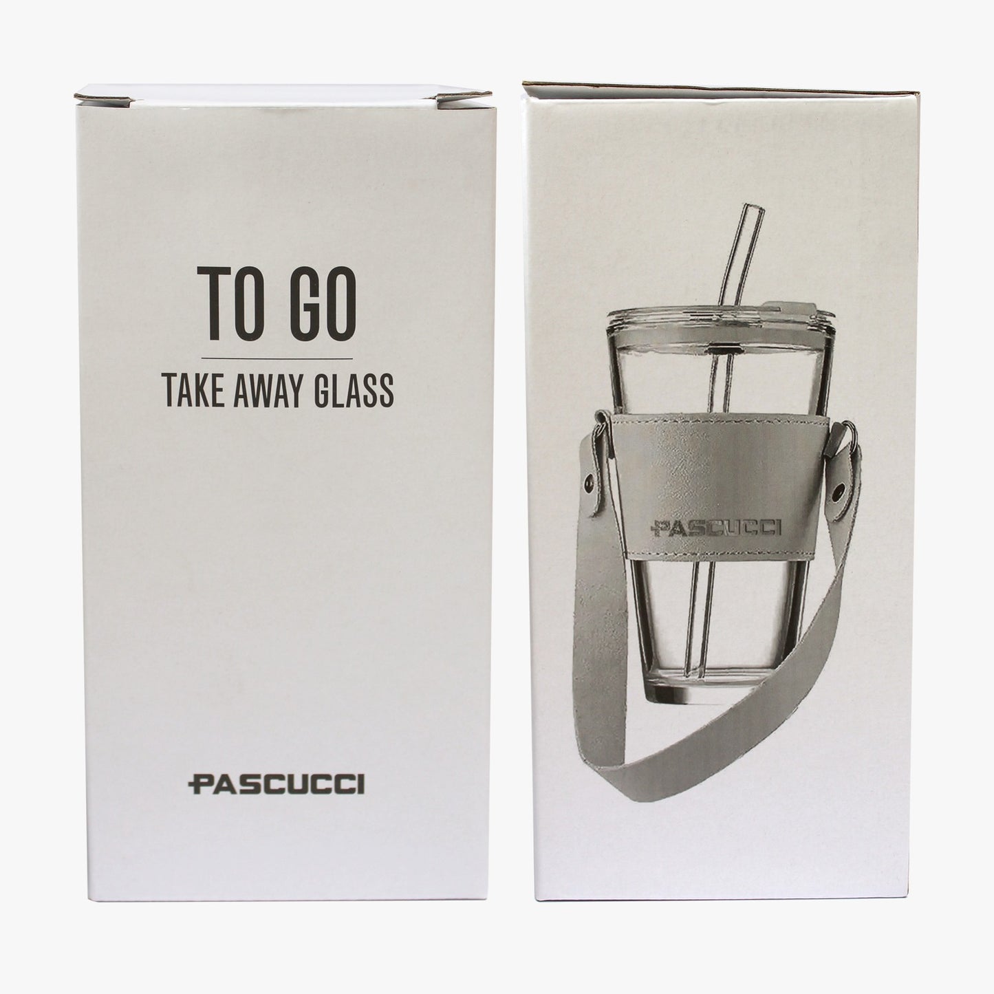 To Go glass –                              glass and black leather